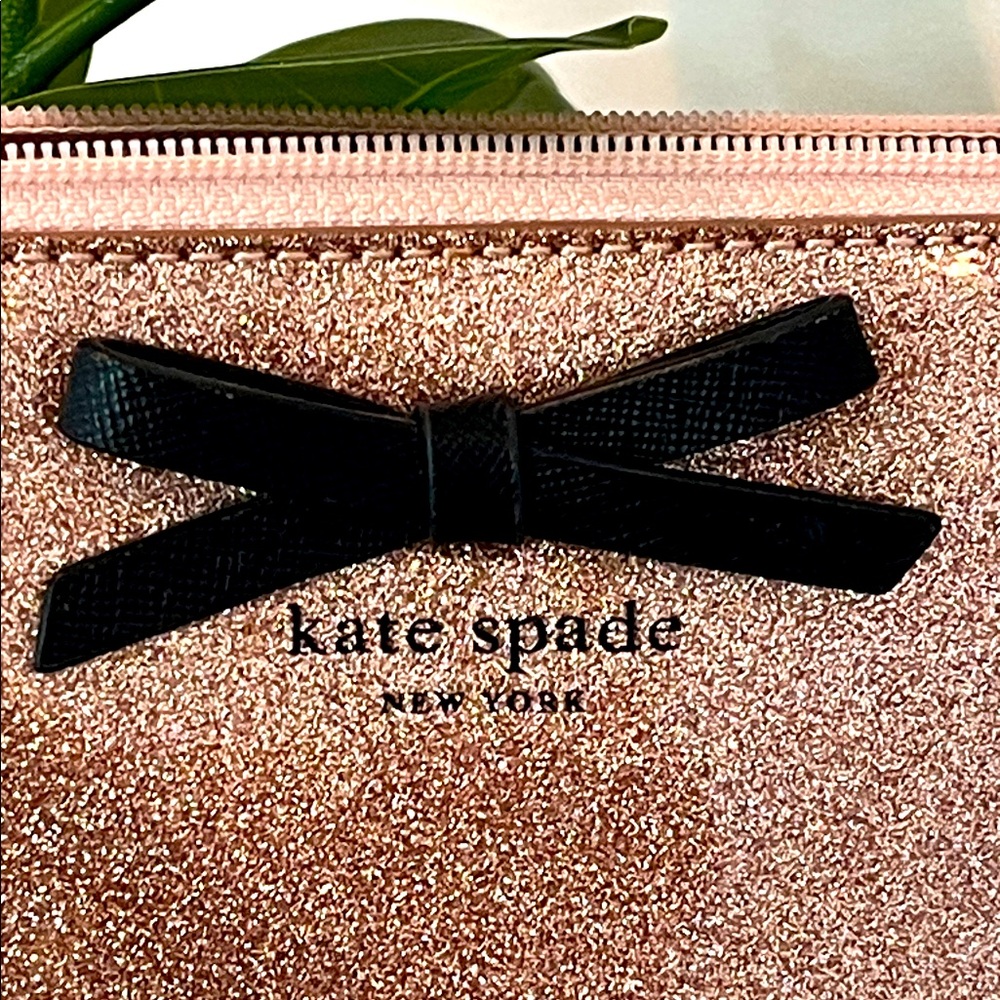 Kate Spade Rose Gold Glitter with Black Leather Bow NWOT - Picture 2 of 5